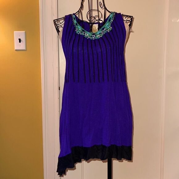 Ric Rac flowy boho top w bead detail S - Picture 1 of 6